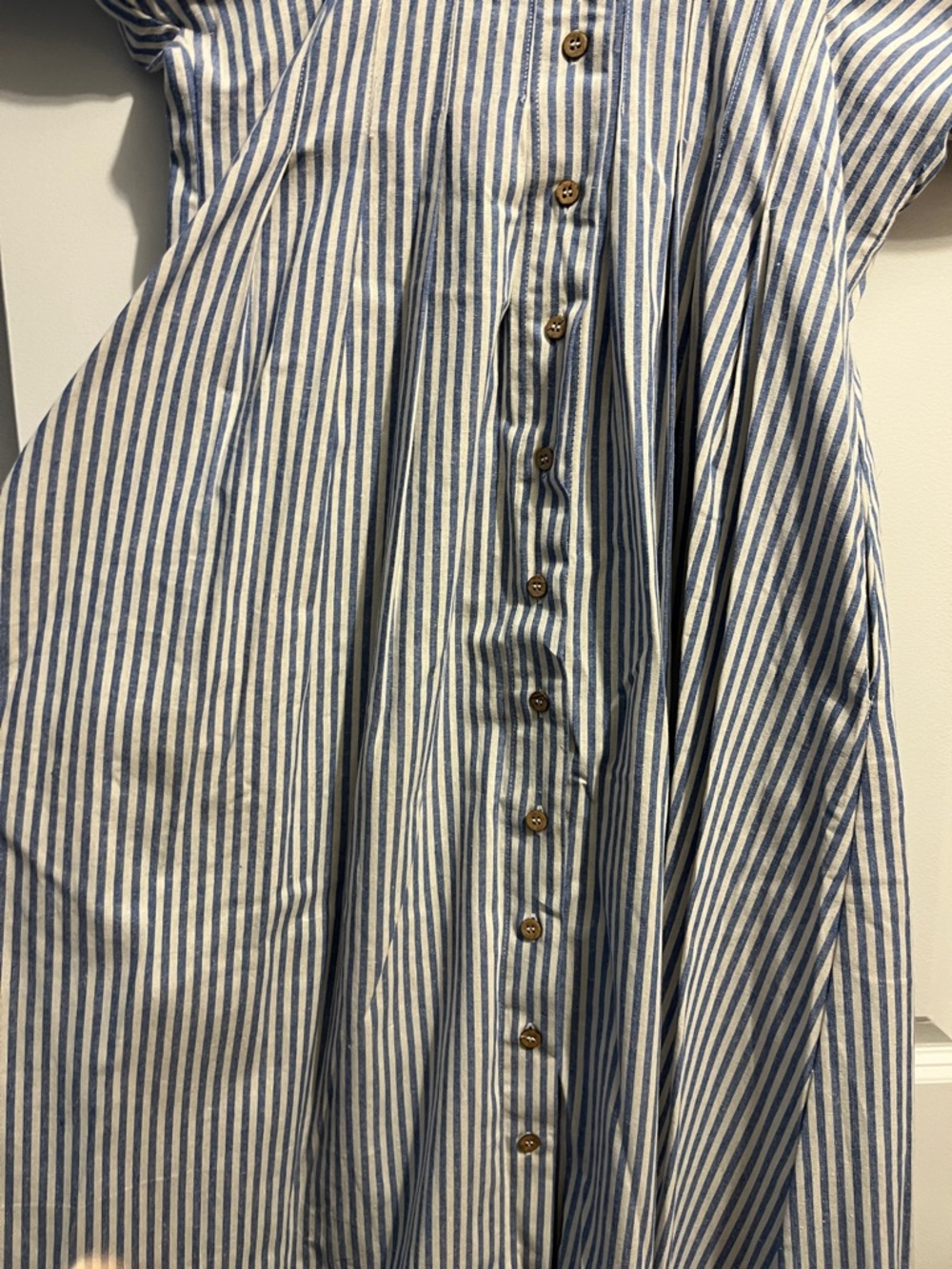 MIOU MUSE Blue & White Striped Button-Front Dress - Picture 8 of 9